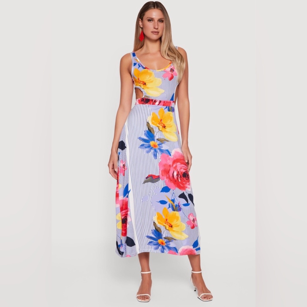 NWOT Floral Maxi Dress with Cutout Detail